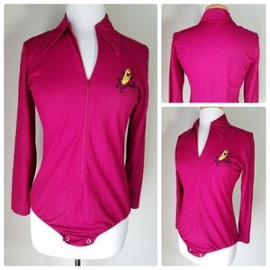 Lambskin Vintage Retro Mod Onesie Top Red Bananas